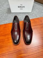 Berluti Black and red calfskin Leather Shoes-Berluti Man Business Leather Shoes